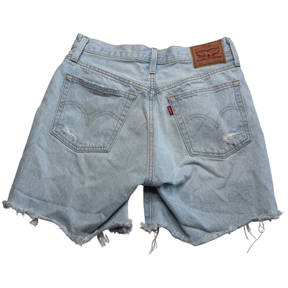 LEVIS 501 Original Denim Shorts Light Wash Distressed Women's Size 27 Mid-Thigh - Picture 2 of 9